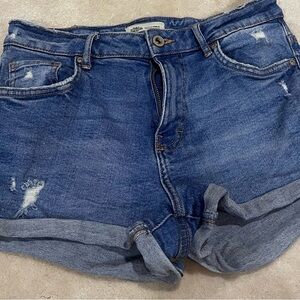 Zara Distressed Blue Jean Shorts